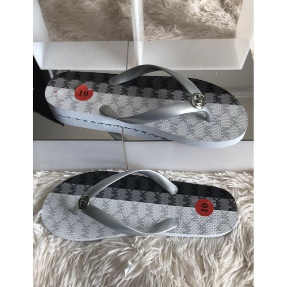 Women’s Sandals Flip Flops Size 10 Michael Kors Silver Grey RX20B - Picture 8 of 11